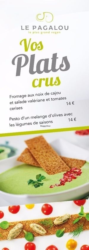 A la carte menu : RAW entree  at Le Pagalou in Paris