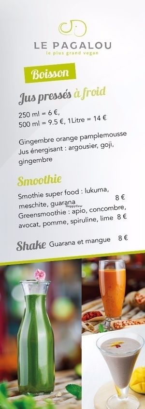 A la carte menu - Vegan, Bio  at Le Pagalou in Paris