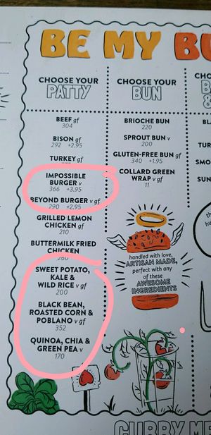 vegan burgers  at Bareburger in Washington