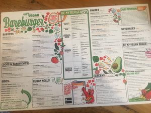 The new, huuuuuuge vegan menu offered (July/2019) at Bareburger in Washington