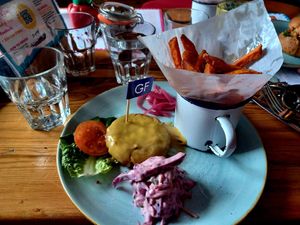 Vegan cheeseburger at Estero Lounge in Monmouth