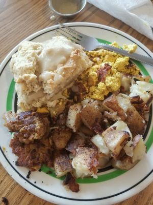 The Classic Breakfast with biscuit subbed for the toast. So good!! at The Breakfast Club in Lawrence