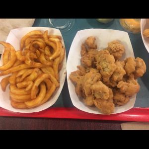 Curly fries and vegan popcorn chicken  at VegeWay in Las Vegas
