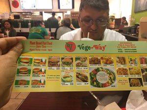This is the menu!!! And my husband!!! at VegeWay in Las Vegas