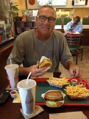 Enjoying our Hawaiian and Burger Meal combos! at VegeWay in Las Vegas