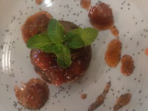 Raw chocolate tart at Aleenta Resort Restaurant in Hua Hin