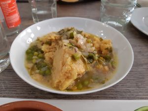 Tapas galore: tortilla en salsa verde at El Perro Gamberro in Madrid