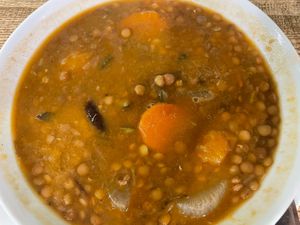 Lentil soup  at El Perro Gamberro in Madrid
