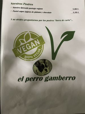 Menu  at El Perro Gamberro in Madrid