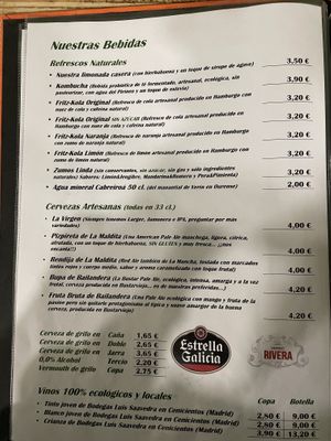 Menu  at El Perro Gamberro in Madrid
