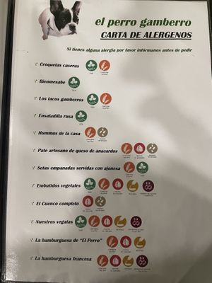 Menu  at El Perro Gamberro in Madrid