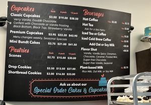 Menu board  at Out of the Bubble Bakery in Springfield