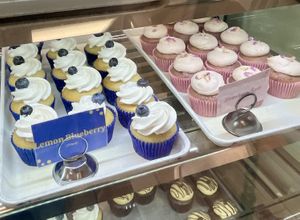 Lemon blueberry, and strawberry rose cupcakes  at Out of the Bubble Bakery in Springfield