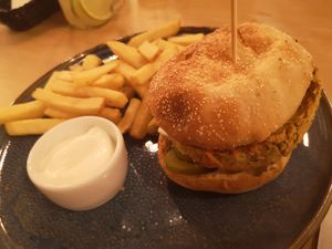 Vegan burger at Portobello in Oswiece