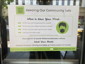 easton public market's pandemic safety guidelines. at Easton Public Market in Easton