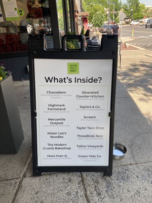 the list of shops inside. at Easton Public Market in Easton