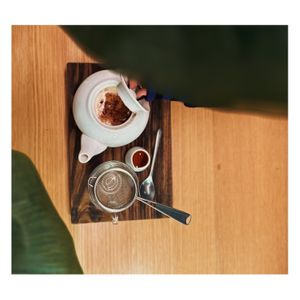 Delicious sticky vegan chai served in pot at Realfoods Organic Cafe in Bundoora