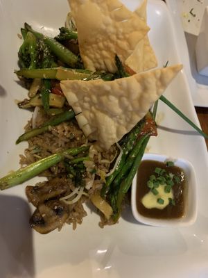 Vegan teriyaki  at Tree House in Aguas Calientes