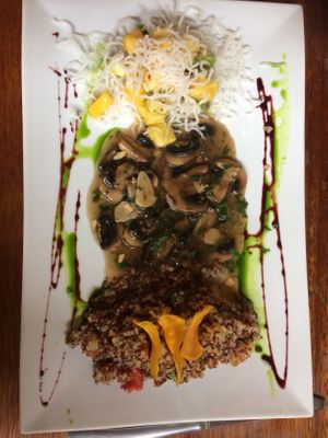 Salty vegetables with salad at Tree House in Aguas Calientes