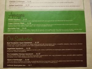 Appetizers and sandwiches at Tree House in Aguas Calientes