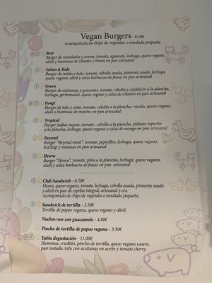 The savoury menu at Sweet Paradise in Tenerife