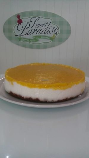 Coconut and mango cheesecake at Sweet Paradise in Tenerife