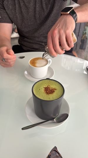 Matcha latte and oat coffee latte  at Sweet Paradise in Tenerife