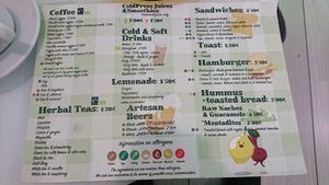 menu  at Sweet Paradise in Tenerife