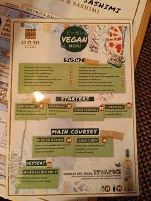Vegan menu #Veganuary at Dom Sushi in Gdansk