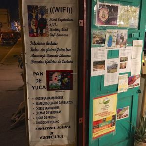 Signs at Amores Brujos in Urubamba