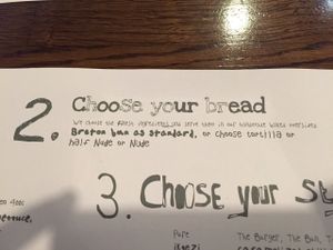 Menu at Jo's Burger in Dublin