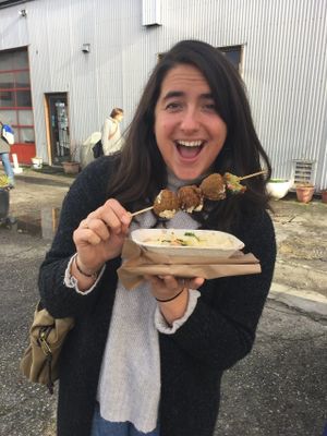 A new creation from the Hummus Express team - falafel on a stick! at Hummus Express in Vancouver