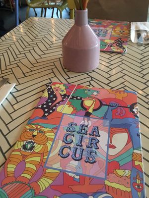 Deco and menu at Sea Circus in Seminyak