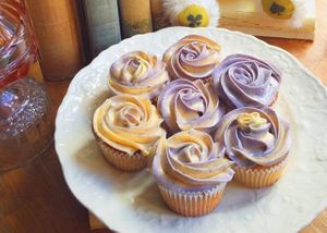 Earl Grey Cupcakes!  at Down The Rabbit Hole Cafe in Gothenburg