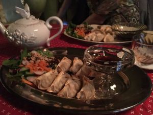 vegan dumplings  at Down The Rabbit Hole Cafe in Gothenburg