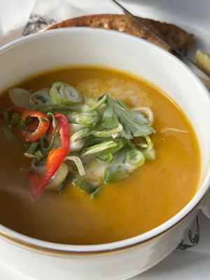 Sweet potato soup  at Pembroke Arms in Salisbury