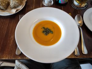 Pumpkin soup at Emmax in Lanzarote