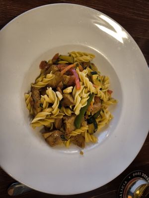 No 'chick*n'  homemade pasta at Emmax in Lanzarote