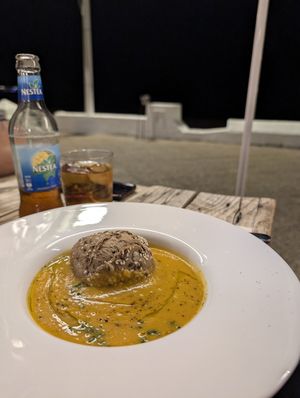 Sweet potato and corn soup at Emmax in Lanzarote