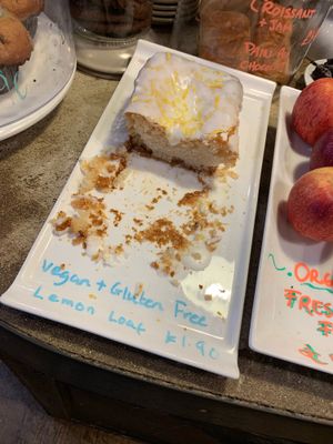 The only vegan cake option they had - mediocre taste at Burgate Coffee House in Canterbury