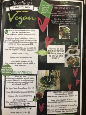 Updated Vegan Menu at Ms. Mary's and Pete Too in Clinton