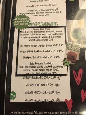 Updated menu 9/19 at Ms. Mary's and Pete Too in Clinton