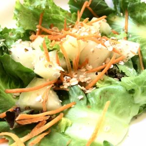 Salad with carrot, lettuce, melon and oat at Goa in Sao Paulo