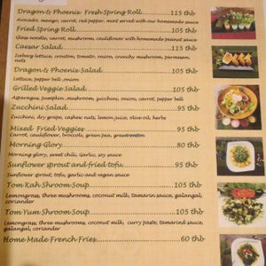 menu at Dragon & Phoenix in Chiang Mai