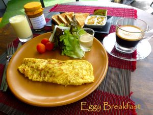 Eggy Breakfast 150 thb
Fresh fruit juice
Coffee or tea
2 Egg your choice
(Omelet, Sunny, Scramble)
2 Toasts with Homemade Jam
 at Dragon & Phoenix in Chiang Mai