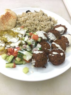 Falafel meal at Falafel Mevorach in Tel Aviv