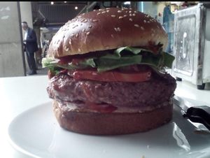 Vegan burger at Falafel Mevorach in Tel Aviv
