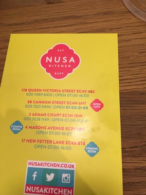Locations at Nusa Kitchen - Queen Victoria St in London