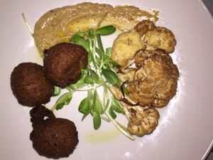 cauliflower and hush puppies.  at Hampton + Hudson in Atlanta