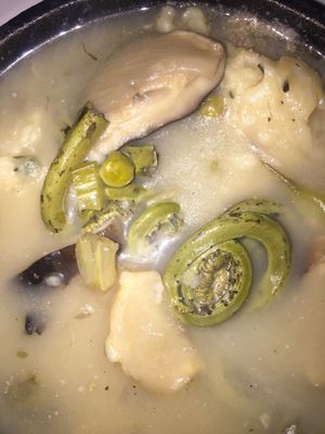 vegan vegetables + dumplings.  at Hampton + Hudson in Atlanta